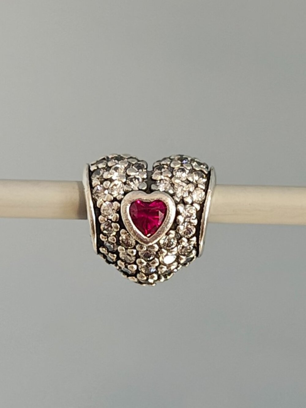 Authentic Retired Rare Pandora In My Heart Synthetic Ruby Charm 791168SRU